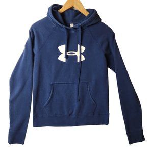 Underarmour Womens Navy Semi Fitted Reverse Weave Hoodie Sweatshirt Size Small